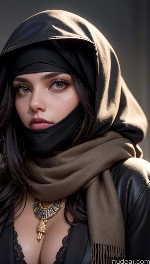 related ai porn images free for Scarf Niqab Jacket Egyptian Sad Close-up View Brunette Long Hair Perfect Boobs Skinny Detailed Fur Dark Lighting