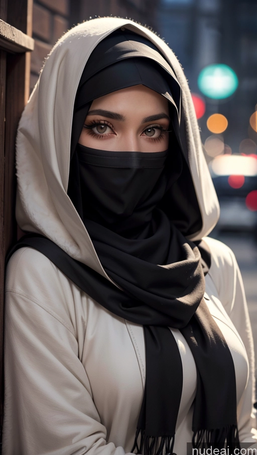 related ai porn images free for Scarf Niqab Jacket Egyptian Sad Close-up View Brunette Long Hair Perfect Boobs Skinny Detailed Fur Dark Lighting Street