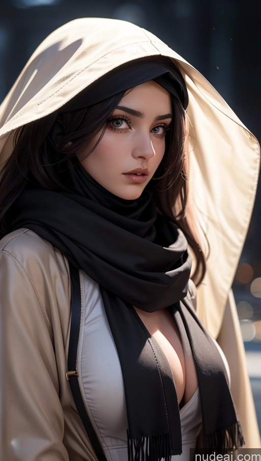 related ai porn images free for Scarf Niqab Jacket Egyptian Sad Close-up View Brunette Long Hair Perfect Boobs Skinny Detailed Fur Dark Lighting Street Blouse