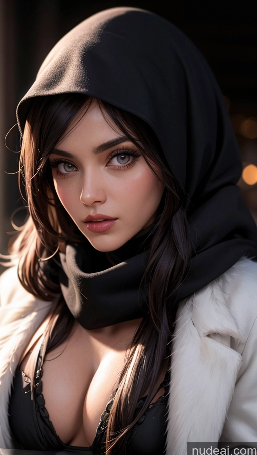 related ai porn images free for Scarf Niqab Jacket Egyptian Sad Close-up View Brunette Long Hair Perfect Boobs Skinny Detailed Fur Dark Lighting Street Blouse