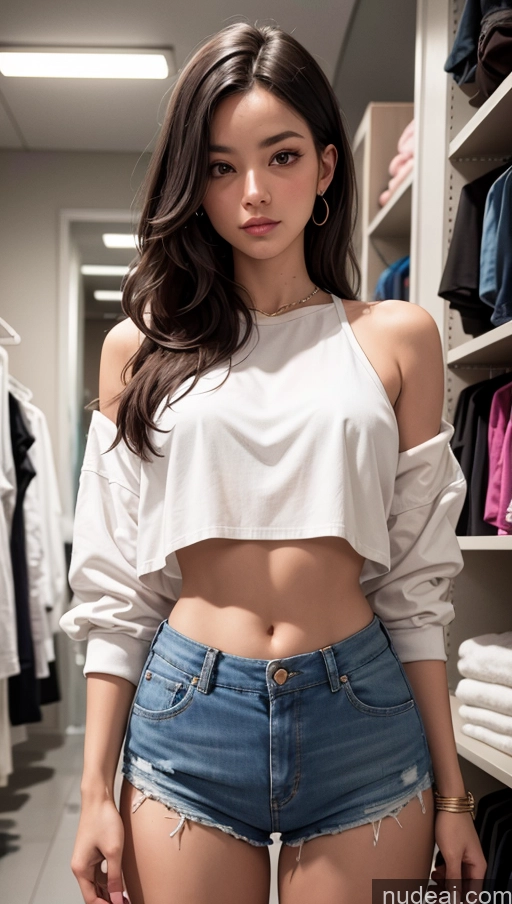related ai porn images free for Close-up View Crop Top Casual Long Hair Changing Room