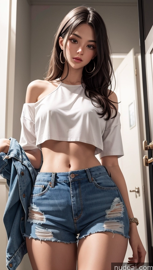 related ai porn images free for Close-up View Crop Top Casual Long Hair Changing Room