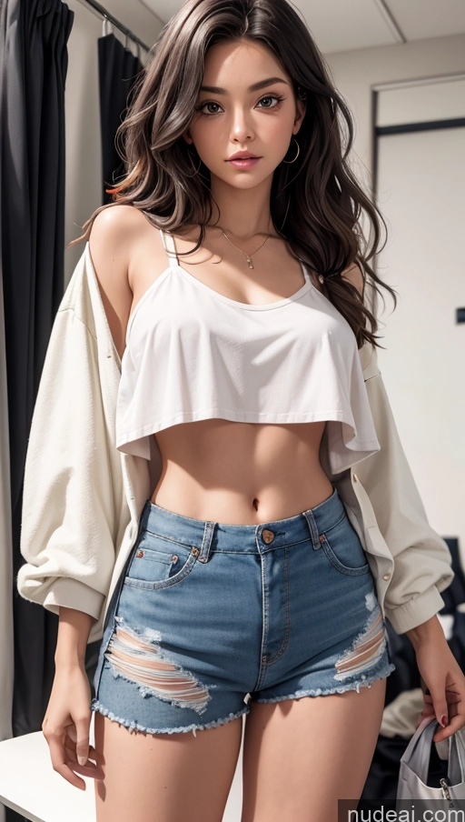 related ai porn images free for Close-up View Crop Top Casual Long Hair Changing Room