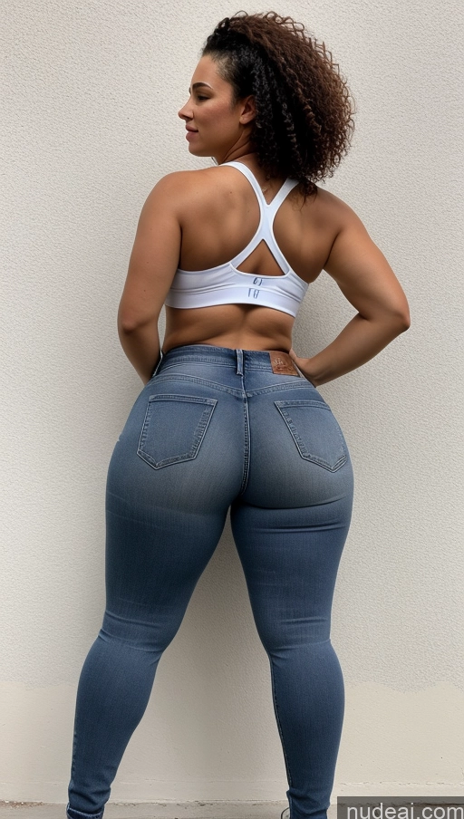 ai nude image of araffe butt lifter in jeans and a white top pics of Athlete Big Hips Big Ass Jeans Curly Hair