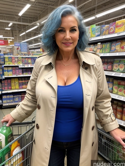 related ai porn images free for Busty Perfect Boobs Big Ass Perfect Body 60s Blue Hair White Milf Grocery Trench Coat Front View
