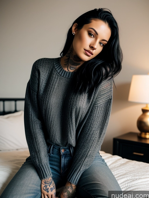 related ai porn images free for Bedroom Jeans Black Hair Straight Tattoos Sweater