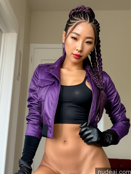 related ai porn images free for Model One Small Ass Skinny Abs Oiled Body Lipstick Purple Hair Korean Front View Straddling Jacket Gloves Stockings Tie Braided