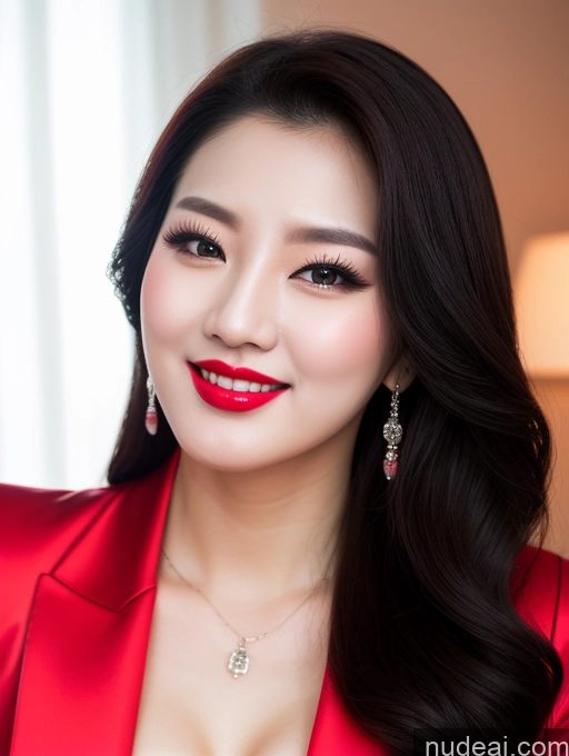 related ai porn images free for Model Beautiful Lipstick Fairer Skin Seductive Black Hair Korean Close-up View Devil Bright Lighting Detailed Sexy Face Slicked Happy Laughing