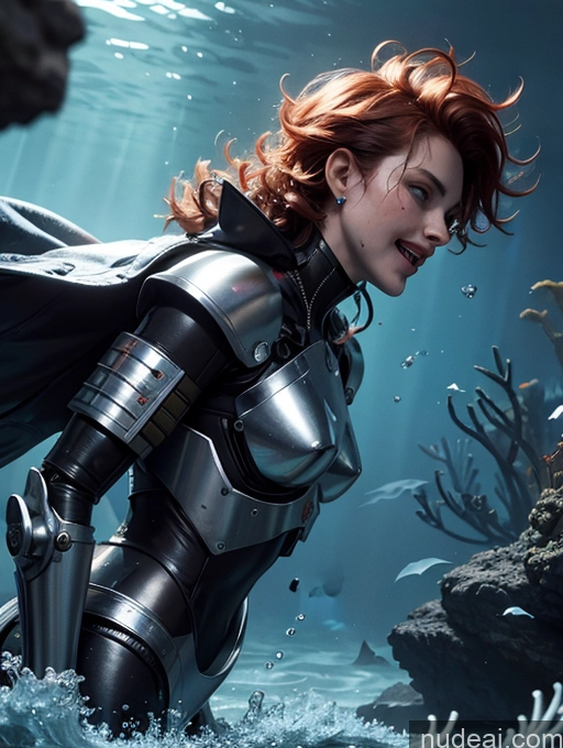 related ai porn images free for White 18 Ginger Bright Lighting Detailed Fantasy Armor Cyberpunk Cyborg Messy Laughing Side View Underwater