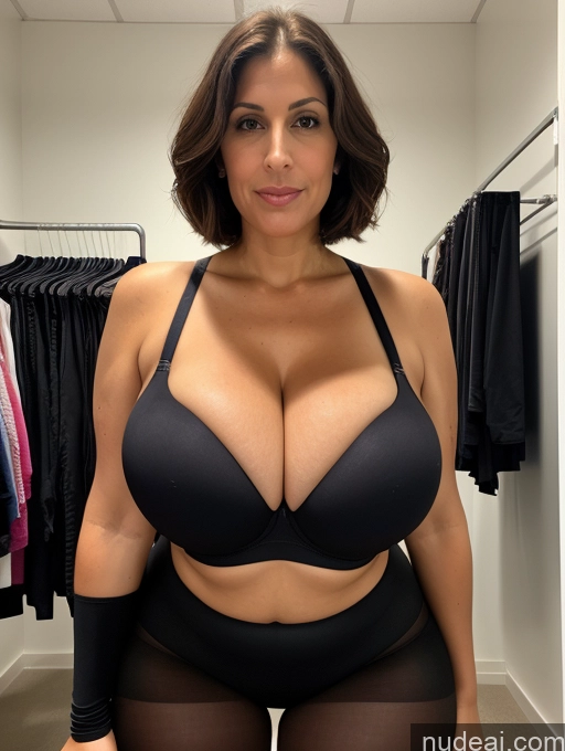 related ai porn images free for Pantyhose Spandex Push-up Bra Huge Boobs Thick Tall Tanned Skin Black Hair Bobcut Front View 30s Jewish Sexy Face Dominatrix Changing Room Milf