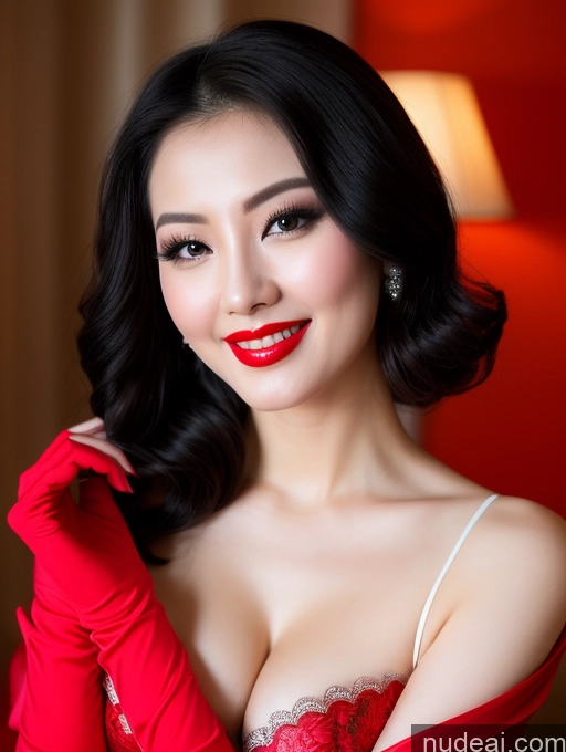 related ai porn images free for Model Beautiful Lipstick Fairer Skin Happy Laughing Seductive Black Hair Slicked Chinese Close-up View Devil Bright Lighting Sexy Face