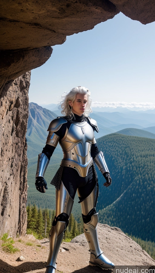 related ai porn images free for Cyborg 18 Serious White Hair Messy White Cyberpunk Mountains T-pose Fantasy Armor Close-up View Beautiful