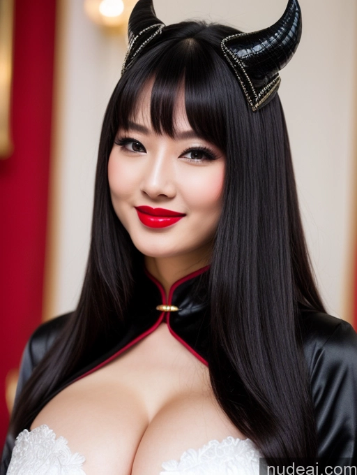 related ai porn images free for Model Beautiful Lipstick Fairer Skin Happy Laughing Seductive Black Hair Slicked Chinese Close-up View Devil Bright Lighting Detailed Sexy Face Huge Boobs