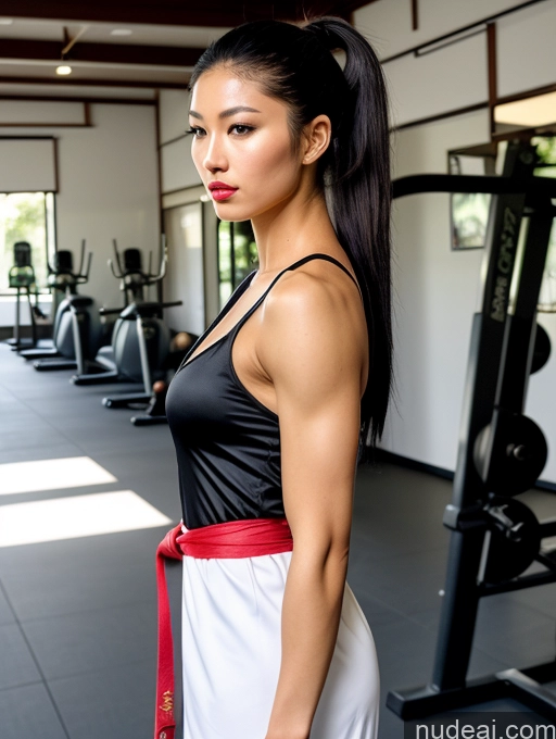 related ai porn images free for Model Muscular Lipstick 18 Serious Black Hair Ponytail Japanese Soft Anime Dress Kimono Martial Arts Gym Chemise Side View