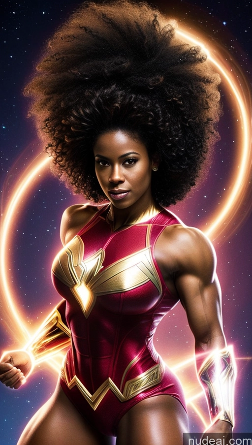 related ai porn images free for Several Busty Black Curly Hair Mary Thunderbolt Powering Up Neon Lights Clothes: Purple Bodybuilder