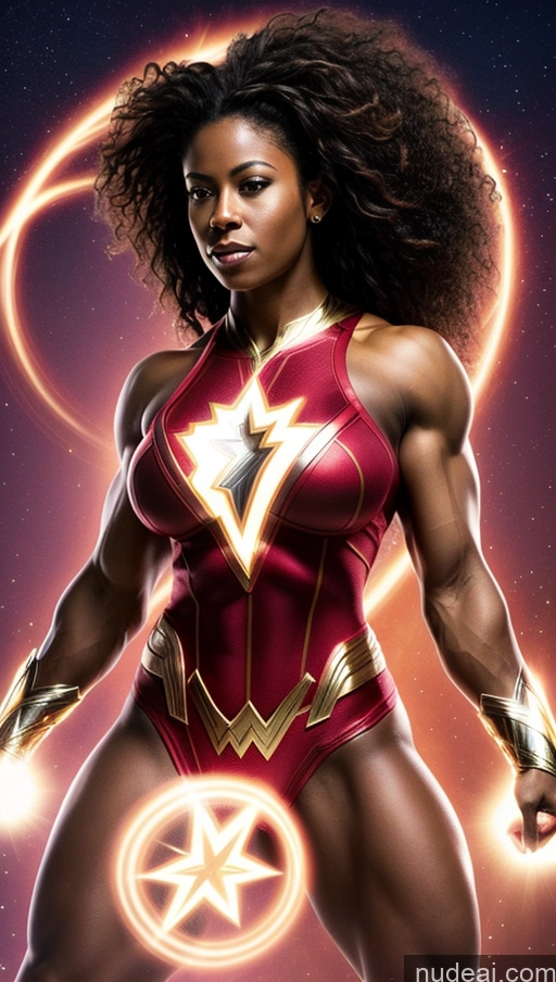 related ai porn images free for Several Busty Black Curly Hair Mary Thunderbolt Powering Up Neon Lights Clothes: Purple Bodybuilder