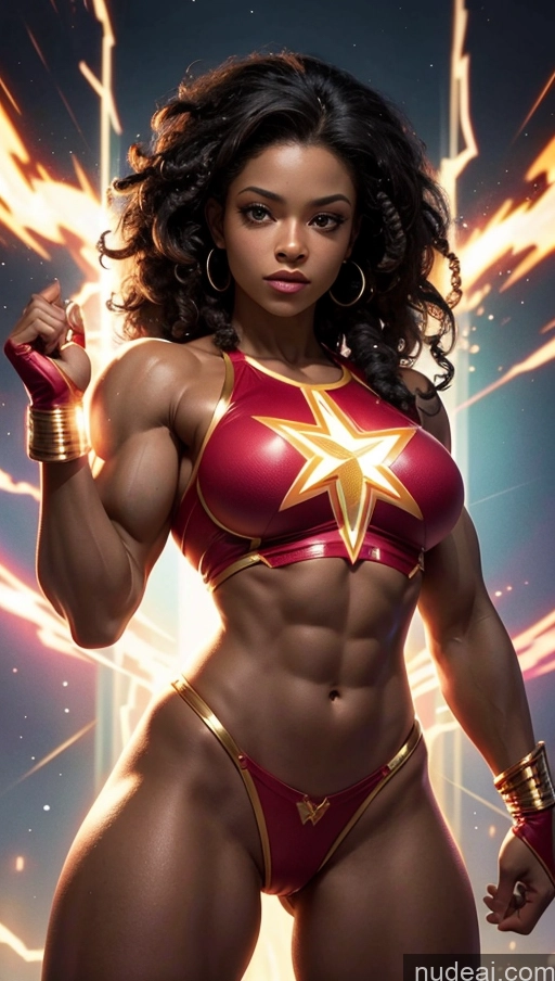 related ai porn images free for Several Busty Black Curly Hair Mary Thunderbolt Powering Up Neon Lights Clothes: Purple Bodybuilder