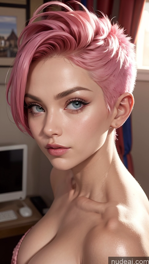 related ai porn images free for Bodybuilder Small Tits Pink Hair Pixie Bedroom Close-up View Dress Sexy Face