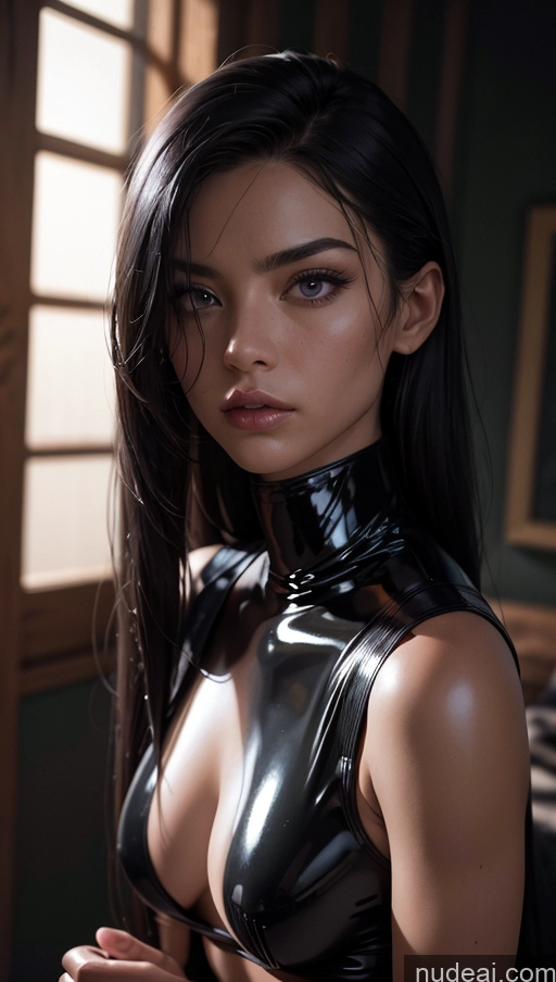 related ai porn images free for Close-up View Bedroom Dark Lighting Serious Latex Ninja