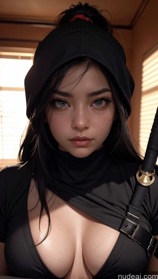 related ai porn images free for Close-up View Bedroom Dark Lighting Serious Ninja