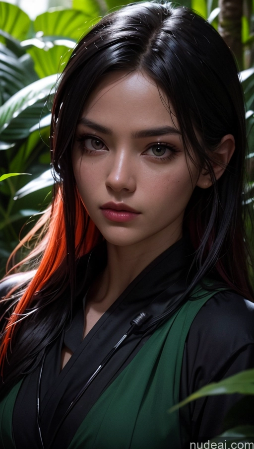 related ai porn images free for Close-up View Dark Lighting Serious Ninja Jungle