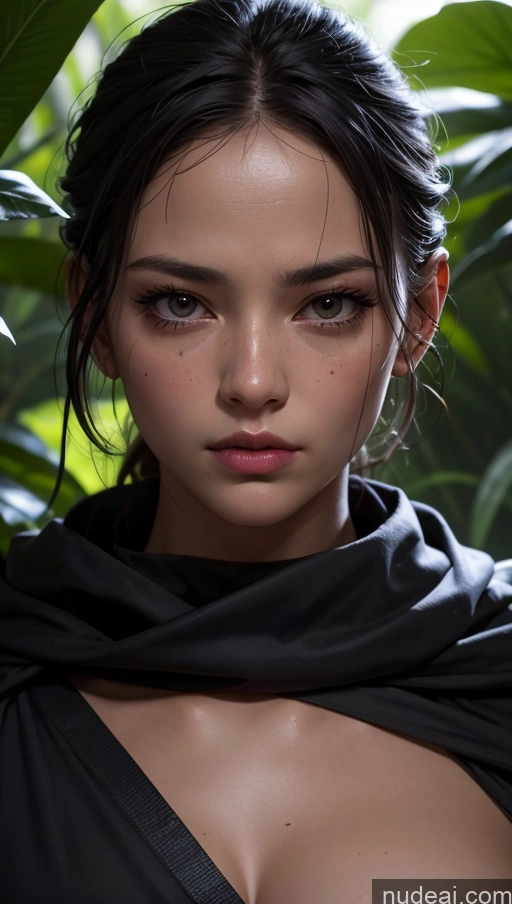 related ai porn images free for Close-up View Dark Lighting Serious Ninja Jungle