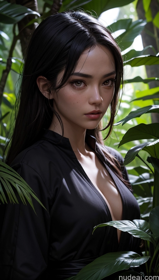 related ai porn images free for Close-up View Dark Lighting Serious Ninja Jungle