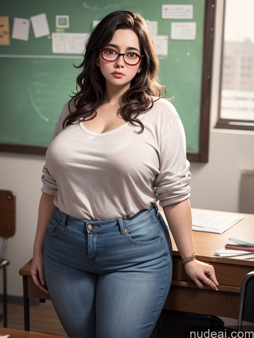 related ai porn images free for Teacher 40s Glasses Casual Messy Sad Fat Big Hips