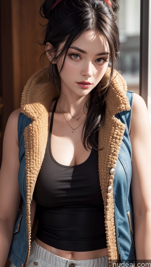 related ai porn images free for Close-up View Fur Tank Top Jacket