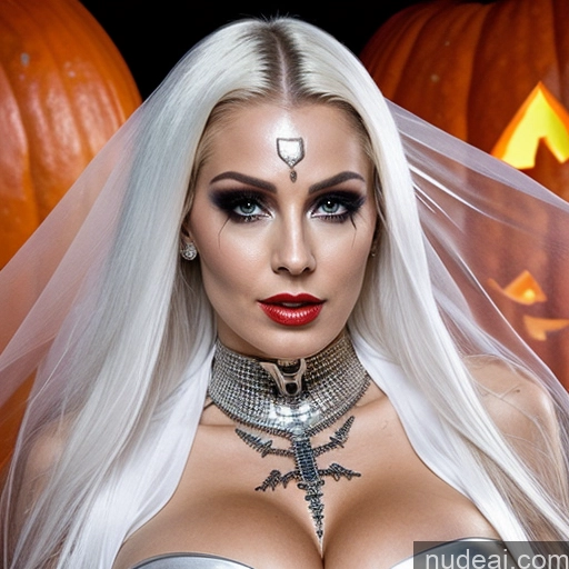 related ai porn images free for Diamond Jewelry Halloween Cleavage Transparent Close-up View 30s Perfect Boobs Perfect Body Cyborg White Hair Hell