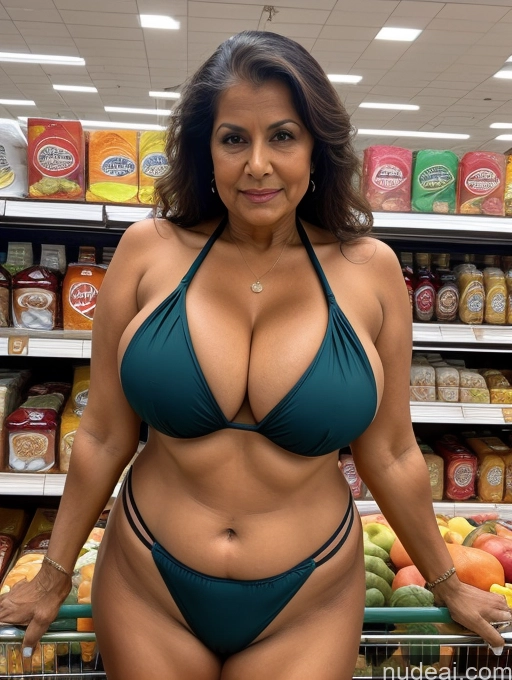 related ai porn images free for Milf One Busty Huge Boobs Thick Tanned Skin 80s Indian Grocery Front View Microkini Thong