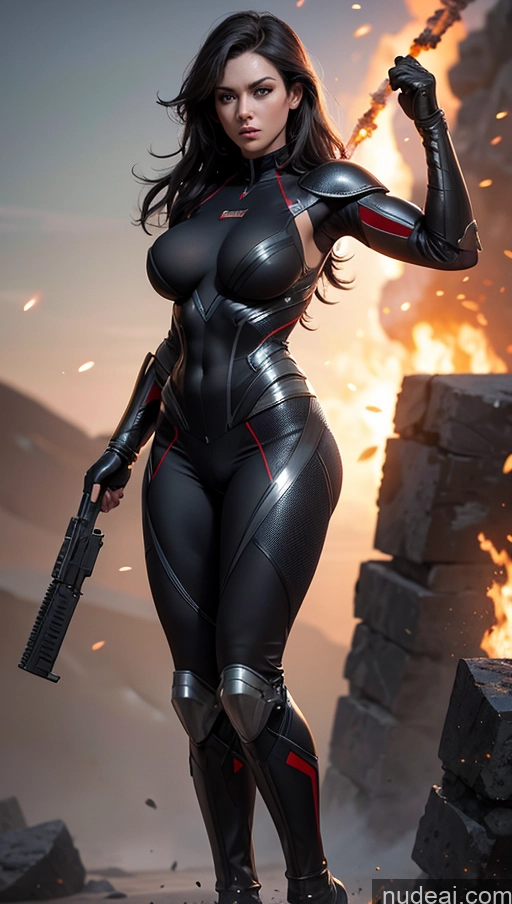 related ai porn images free for Superhero Sci-fi Armor Military Perfect Boobs Muscular Abs Several Battlefield Superheroine