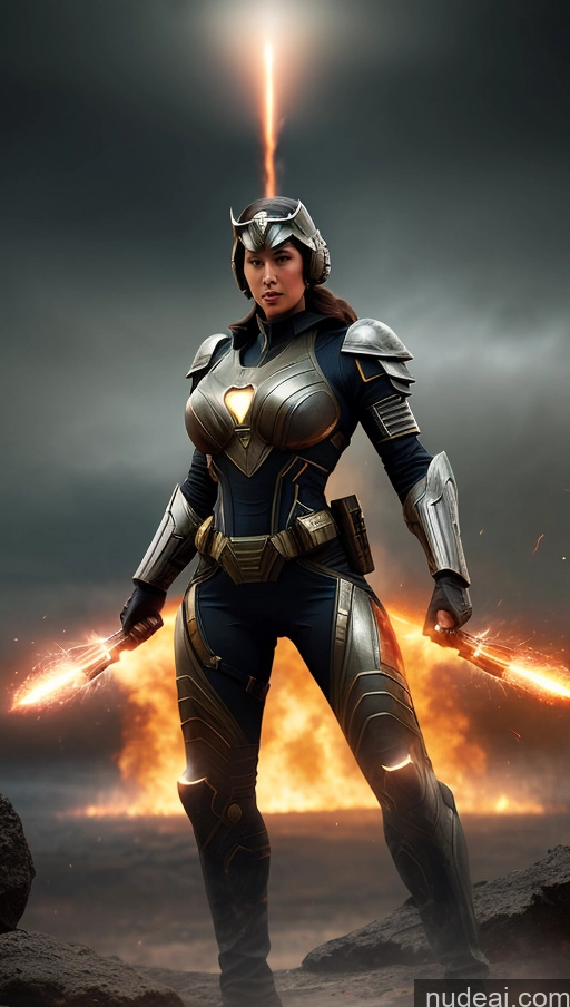 related ai porn images free for Superhero Sci-fi Armor Military Perfect Boobs Muscular Abs Several Battlefield Surrealist Dynamic View Powering Up Superheroine