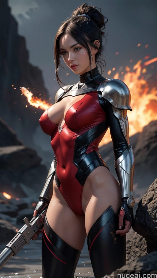related ai porn images free for Superhero Sci-fi Armor Military Perfect Boobs Muscular Abs Several Battlefield Surrealist Dynamic View Powering Up Superheroine