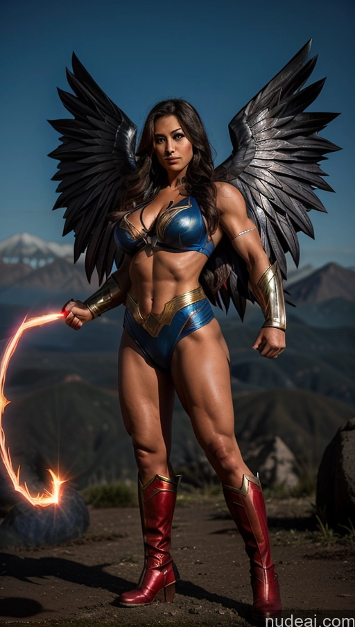 related ai porn images free for Perfect Boobs Several Muscular Abs Superheroine Superhero Has Wings Powering Up
