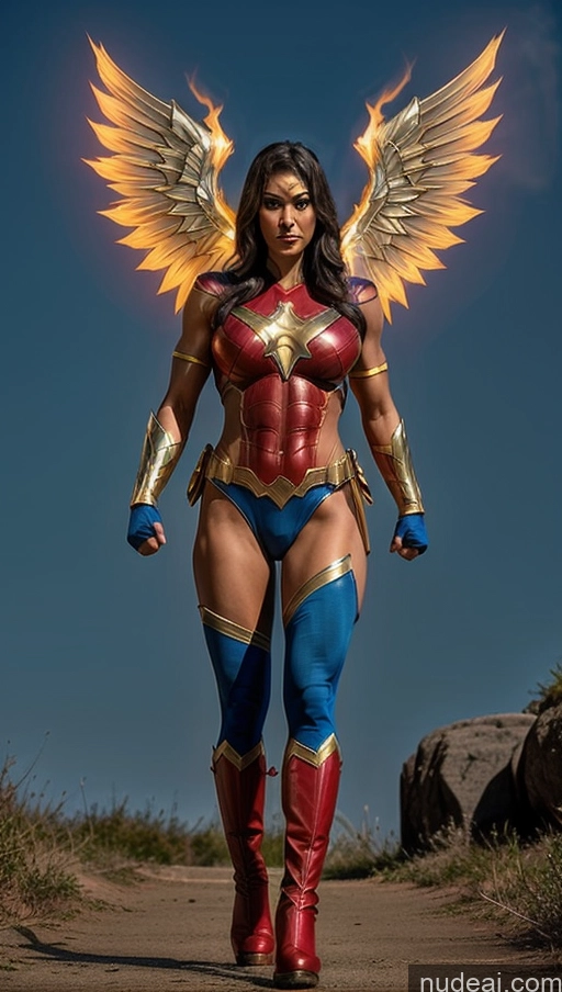 related ai porn images free for Perfect Boobs Several Muscular Abs Superheroine Superhero Has Wings Powering Up