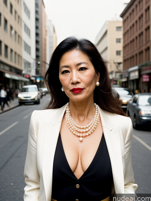 related ai porn images free for Milf Beautiful Lipstick 50s Sexy Face Long Hair Asian Film Photo Street Pearl Jewelry Suit Cleavage