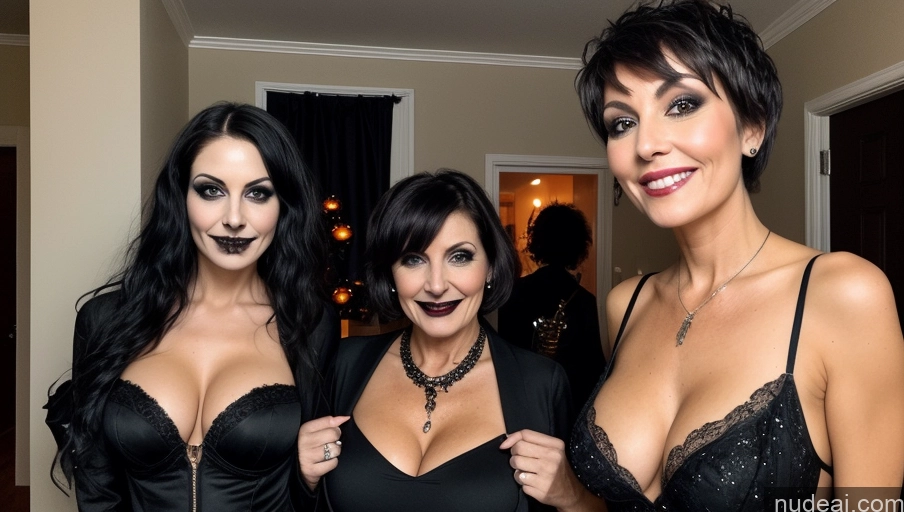 related ai porn images free for Small Tits Skinny Perfect Body Happy Pixie Front View Cleavage Detailed Goth Milf Two Halloween Party