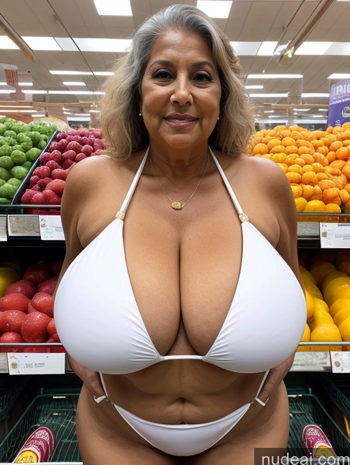 related ai porn images free for Milf One Busty Huge Boobs Thick Tanned Skin 80s Indian Grocery Front View Microkini Thong