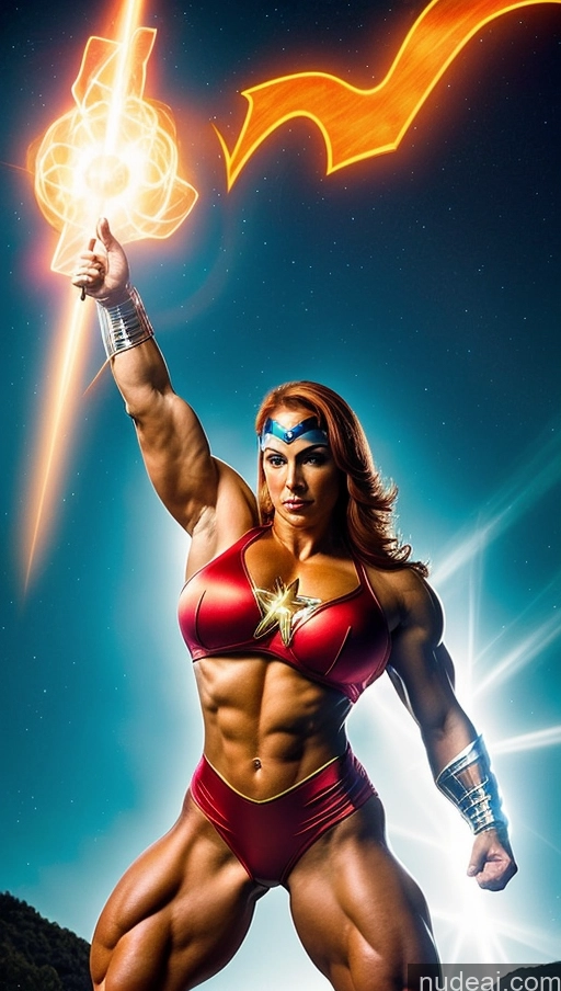 related ai porn images free for Bodybuilder Busty Abs Several Ginger Latina Superhero Powering Up