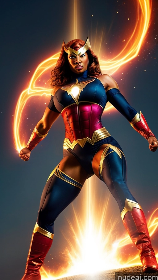 related ai porn images free for Busty Abs Several Ginger Superhero Powering Up Black Muscular