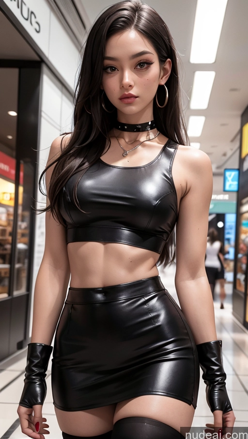 related ai porn images free for Mall Perfect Body Crop Top Choker Leather Thigh Socks Micro Skirt