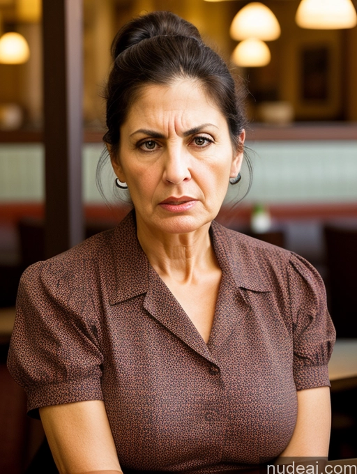 related ai porn images free for Milf Skinny Short Busty 60s Angry Black Hair Ponytail Jewish Restaurant Front View Dress Waitress Traditional