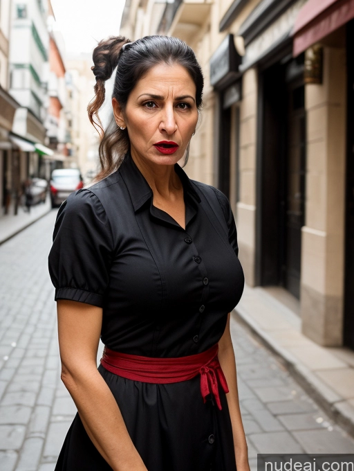 related ai porn images free for Milf Skinny Short Busty 60s Angry Black Hair Ponytail Jewish Front View Dress Waitress Traditional Lipstick Street