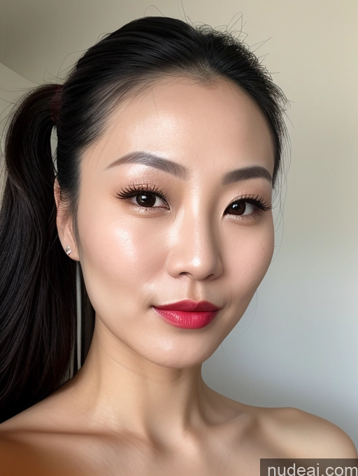 related ai porn images free for Woman One Beautiful Close-up View Nude Detailed Chinese Lipstick Ponytail 30s