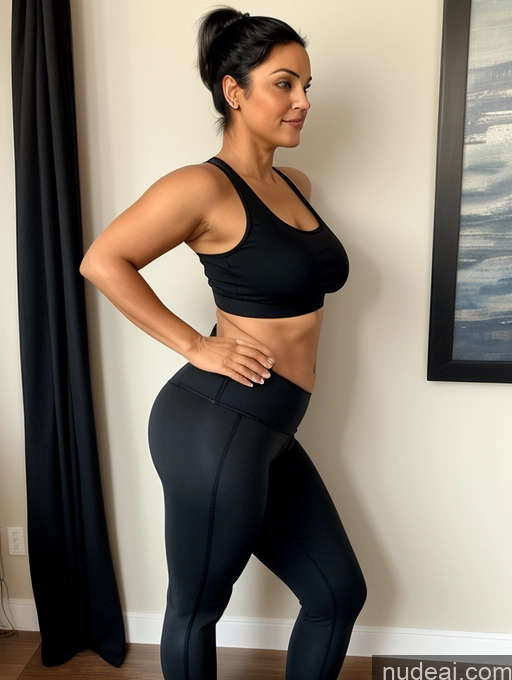 related ai porn images free for Woman Chubby Short 40s Indian Ponytail Black Hair Thick Yoga Pants Tank Top