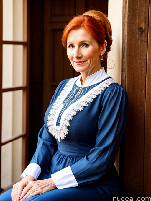 related ai porn images free for Milf 30s Ginger Ponytail French Front View Dress Traditional