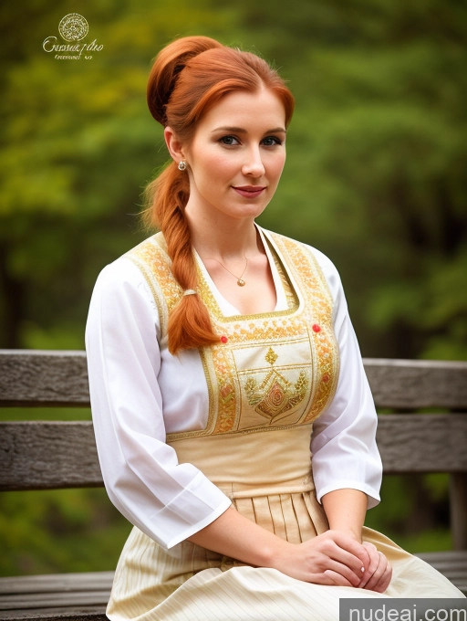 related ai porn images free for Ginger Ponytail French Front View Dress Traditional 20s Woman