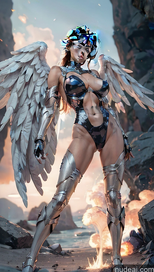 related ai porn images free for Cyborg Several Perfect Boobs Muscular Abs Egyptian Surrealist Superhero Regal Powering Up Angel Battlefield Dynamic View Has Wings Futuristic