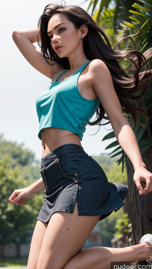 related ai porn images free for Close-up View Tank Top Mini Skirt Jumping Long Hair